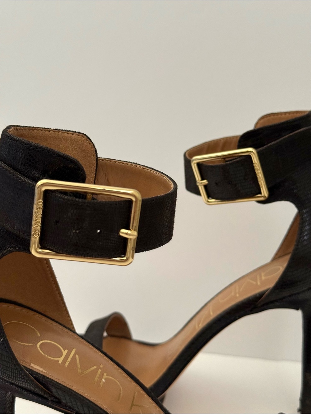 Calvin Klein Black Ankle Strap Heels Approx. Sz 8.5 Size Missing - Picture 8 of 12